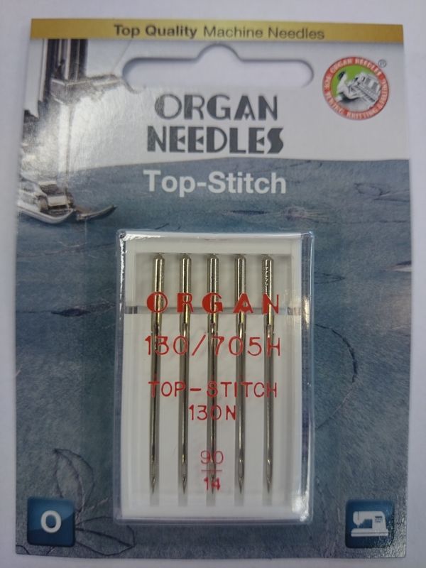 Organ symaskinnål - 5 st., Top Stitch, topstitch 90/14