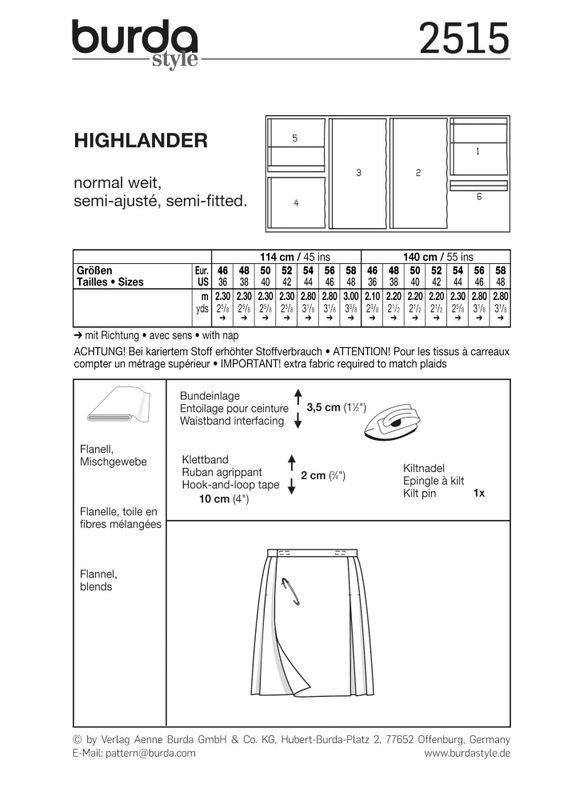 2515 - Burda - kostyme, kilt