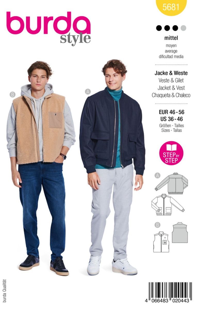 5681 - Burda - jakke & vest, herre