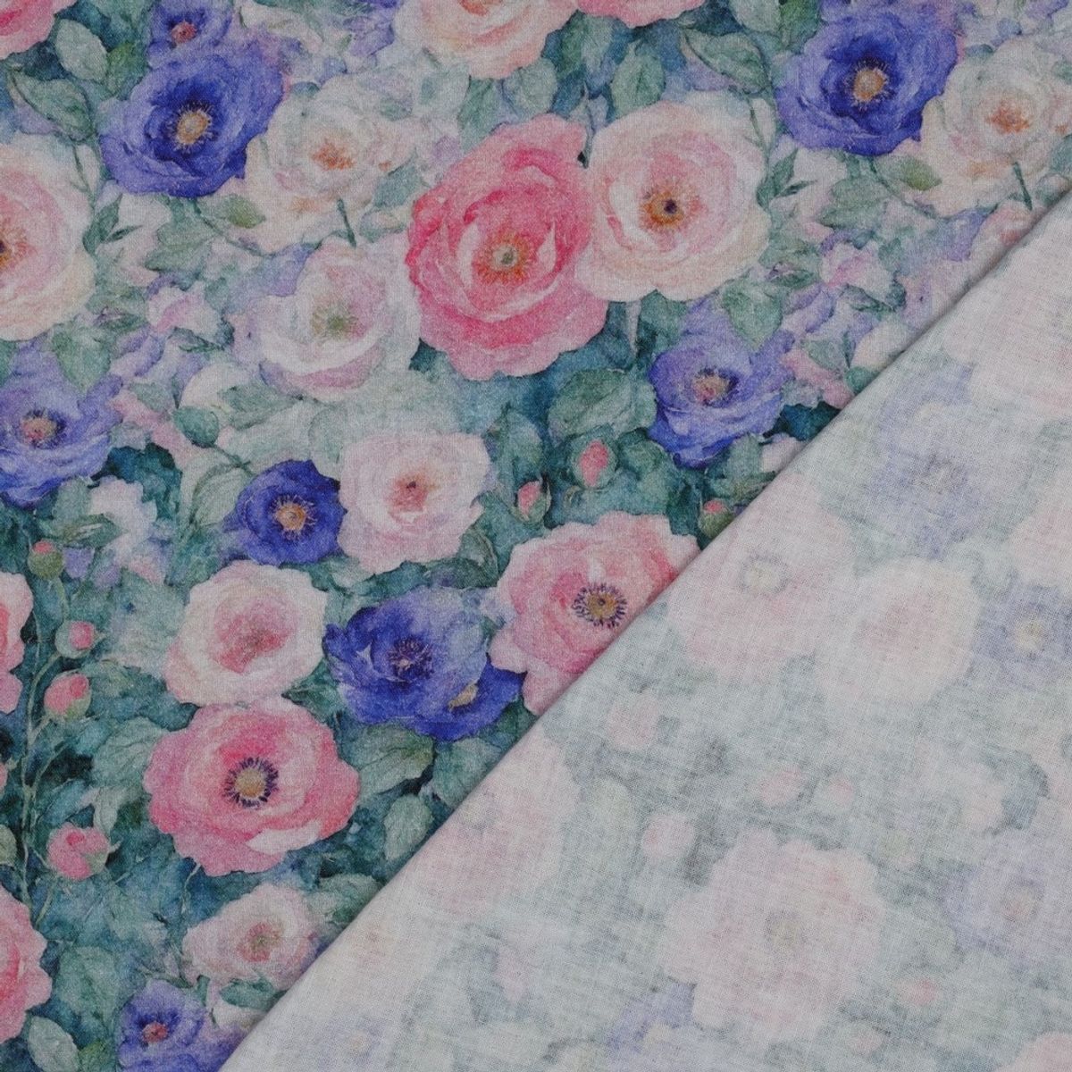 Musselin - blomsterhoder på lys petrol