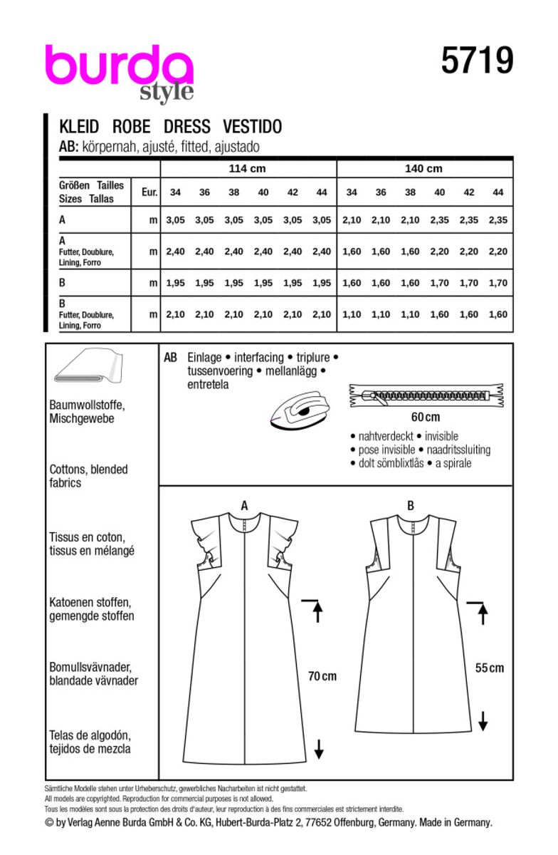 5719 - Burda - kjole, A-fasong