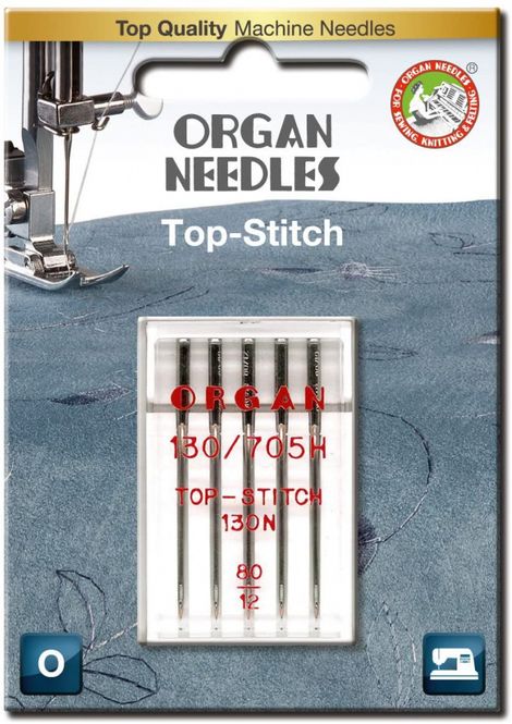 Hovedbilde Organ symaskinnål - 5 st., Top Stitch, topstitch 80/12