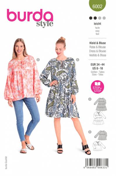 Bilde av 6002 - Burda - kjole & bluse med vidde