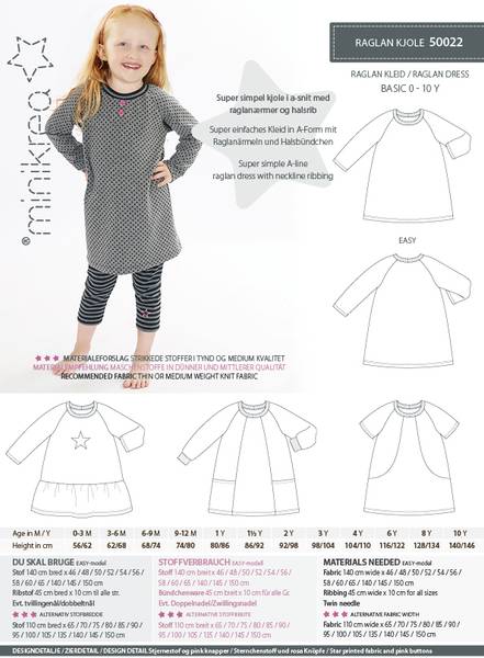 Bilde av Minikrea 50022 - raglan-kjole 0-10 år