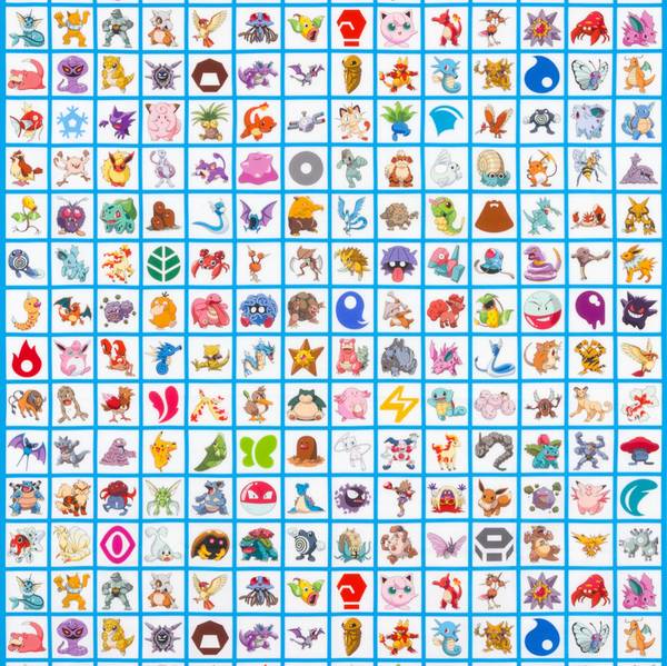 Bilde av Pokemon - 7 cm kvadrater med blå ramme