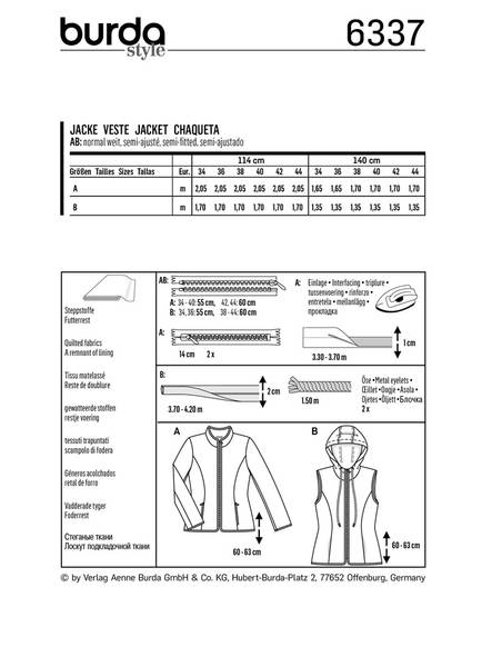 Bilde av 6337 - Burda - jakke, vest m/u hette
