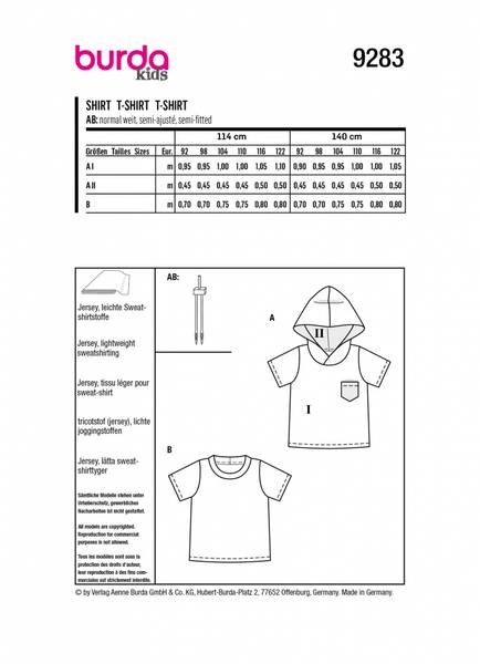 Bilde av 9283 - Burda - Tskjorte m/u hette