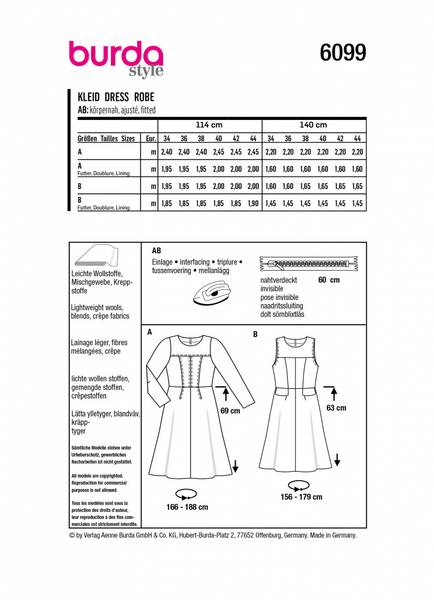 Bilde av 6099 - Burda - Kjole m/ ermer