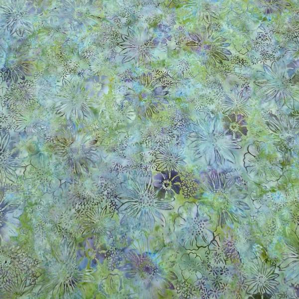 Bilde av Peacock Garden - batikk 4-8 cm blomster - aqua-grønn