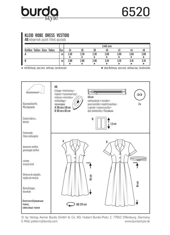 6520 - Burda - Retrokjole, kjole