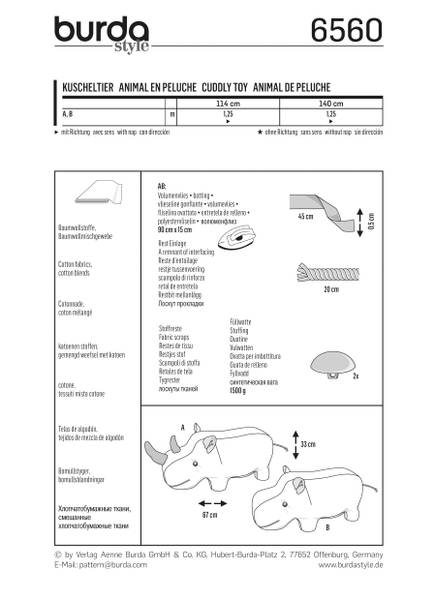 Bilde av 6560 - Burda - Kosedyr flodhest & neshorn