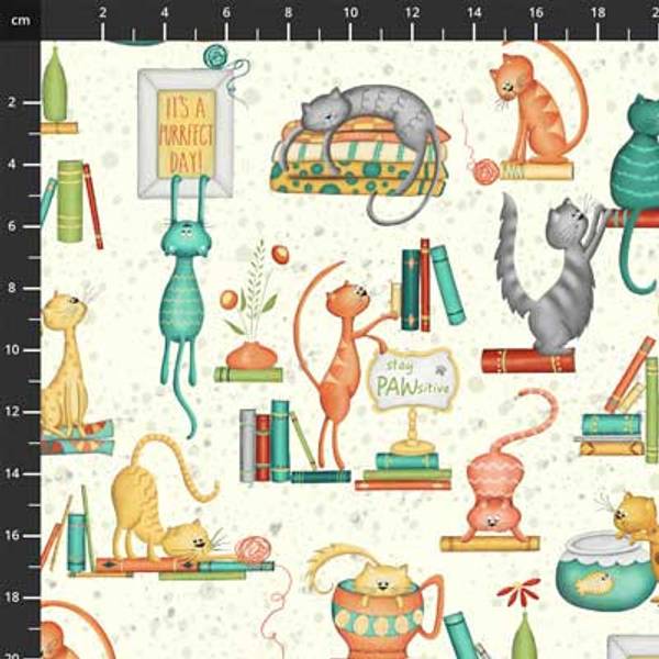 Bilde av Purrfect Day - 5 cm katter på hvit prikkete
