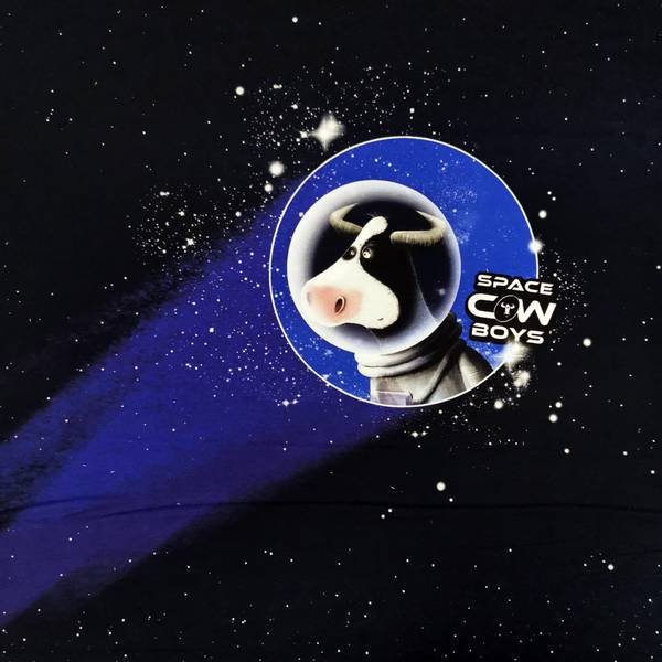 Bilde av French Terry - Panel, Space Cow-Boys, 20 cm på mørk marine