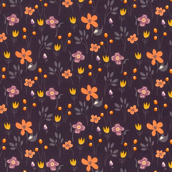 Bilde av Bomullsjersey - 1-3 cm blomster på mørklilla