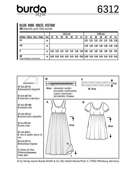 Bilde av 6312 - Burda - sommerkjole, festkjole