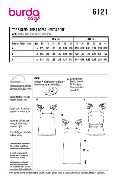 Bilde av 6121 - Burda - Topp/kjole m/ skulderknyting