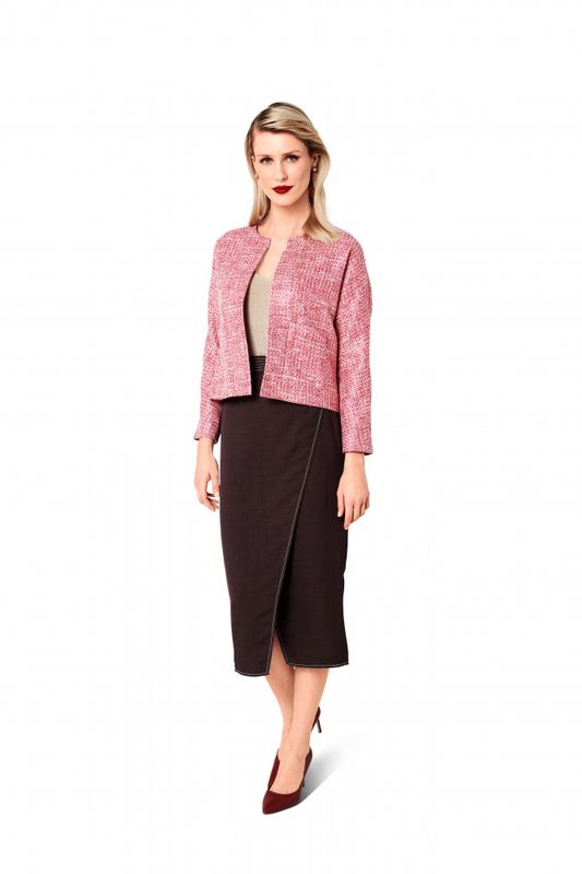 6123 - Burda - Blazer m/u knyting og lommer