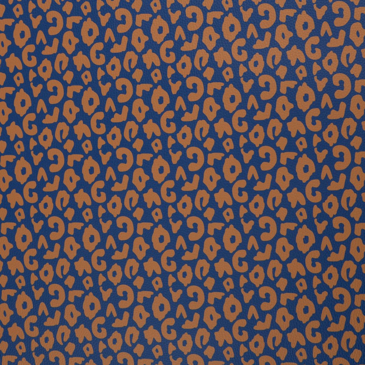 Imitert skinn, vinyl - Leopard, jeansblå/brun