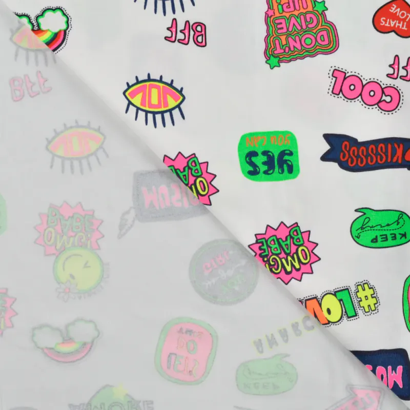 Bomullsjersey - neon stickers
