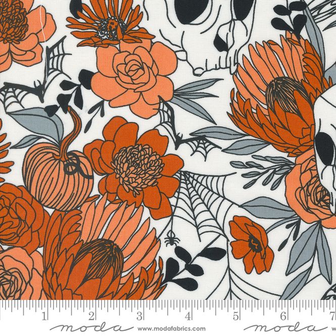 Hovedbilde Noir - oransje blomst/ hodeskalle på hvit