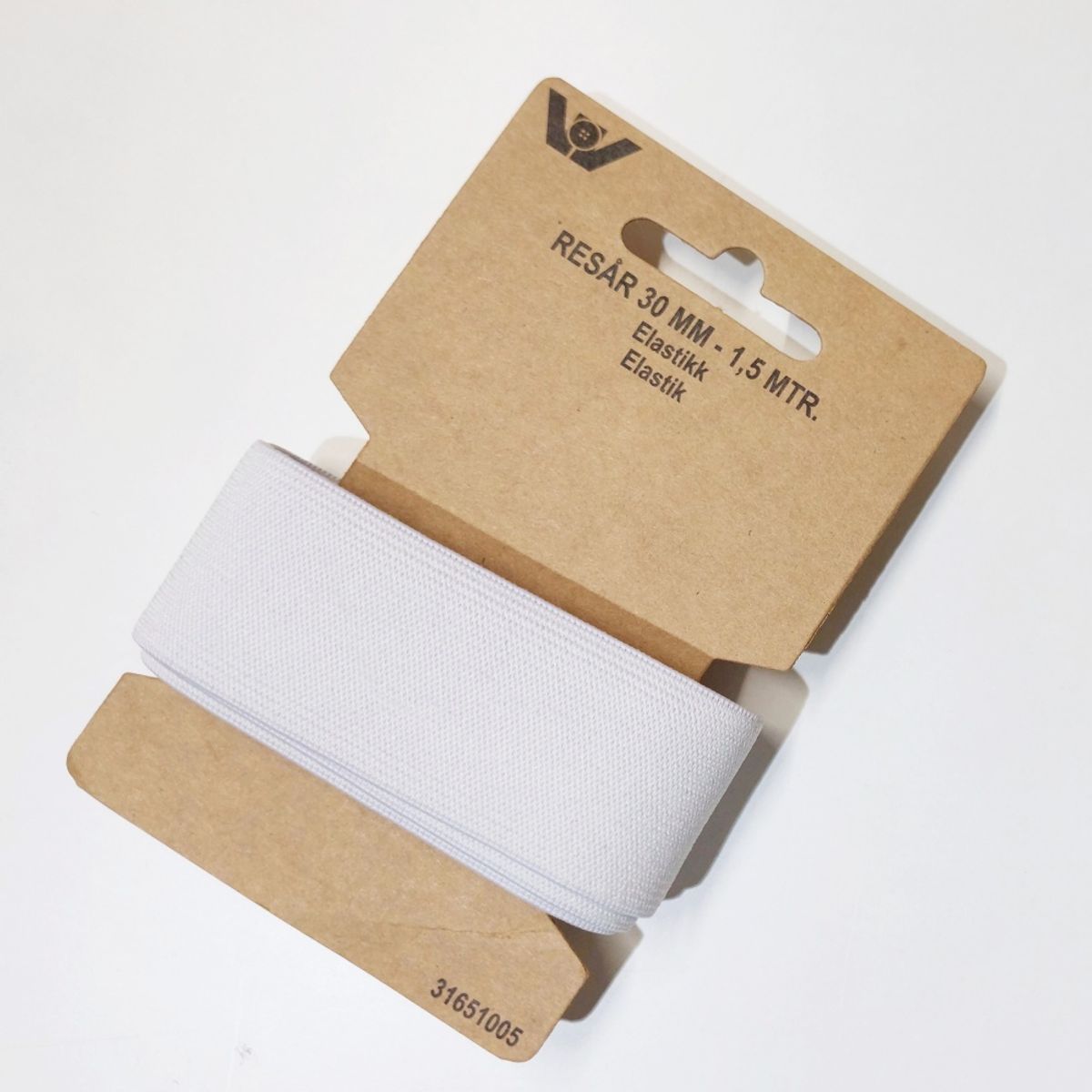 Strikk - Elastikk - 30 mm - 1,5m - hvit