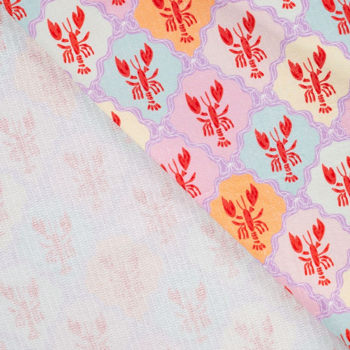 Quiltet bomull – hummer i pastellruter