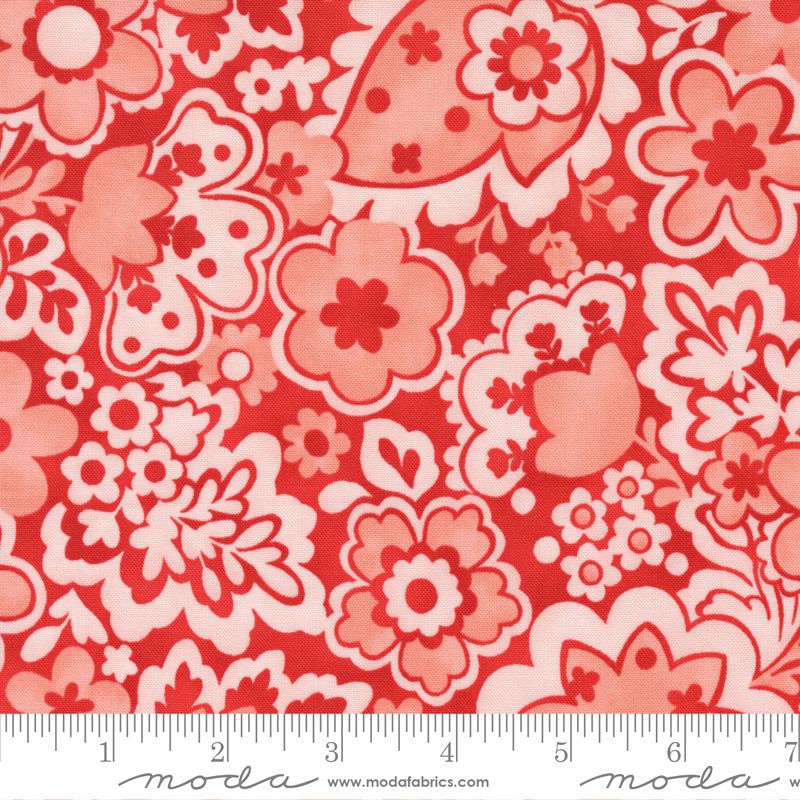 Jolie - røde retroblomster