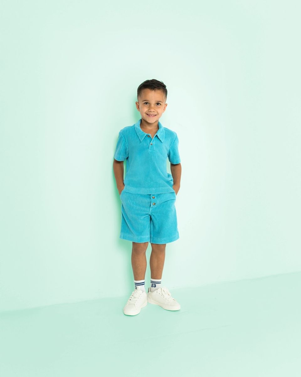 Stretch-frotté, stripestruktur - aqua