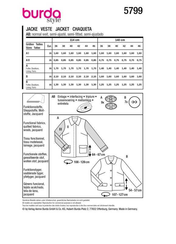 5799 - Burda - Lett jakke