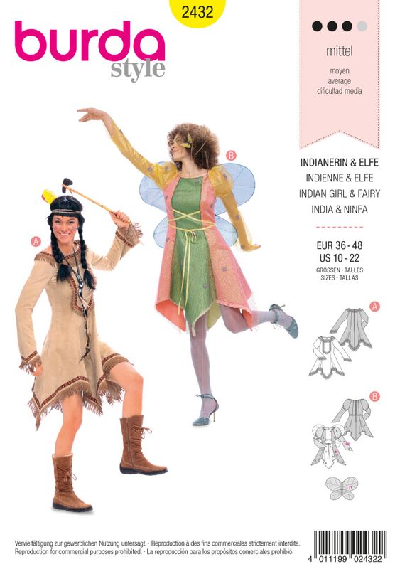 2432 - Burda - kostymer, indianer & fe