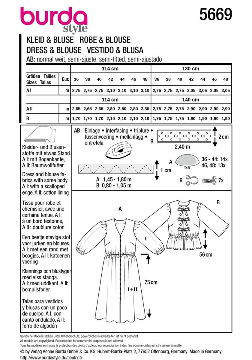 5669 - Burda - kjole & bluse