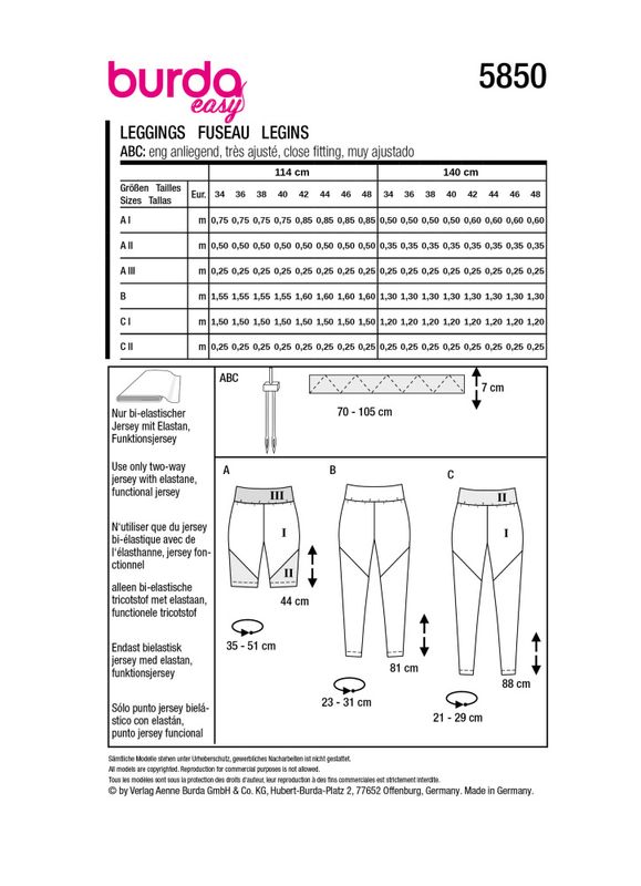 5850 - Burda - Tights, treningstights