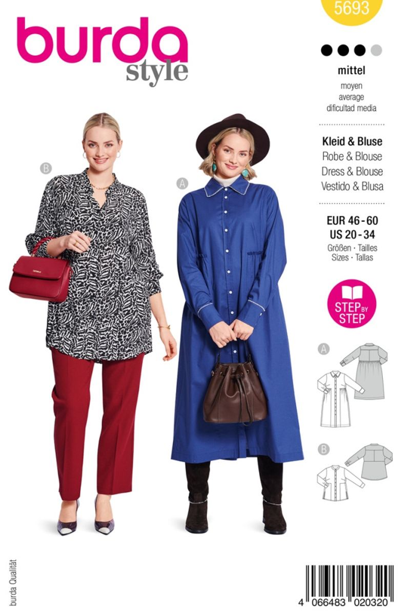 5693 - Burda - skjortekjole & bluse