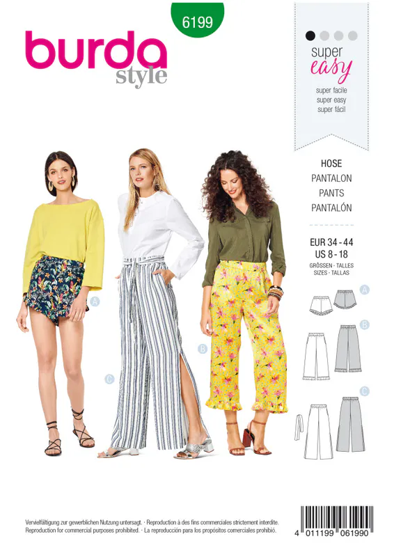 6199 - Burda - sommerbukse, shorts