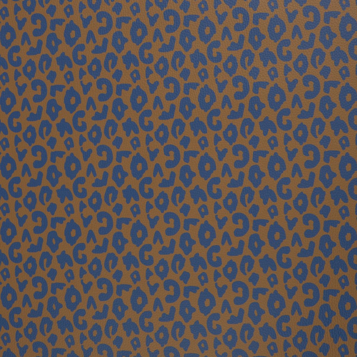 Imitert skinn, vinyl - Leopard, brun/jeansblå