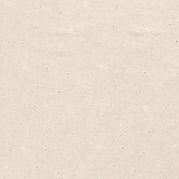 Bilde av Lin-viskose - 5 cm broderte blomster på linfarget