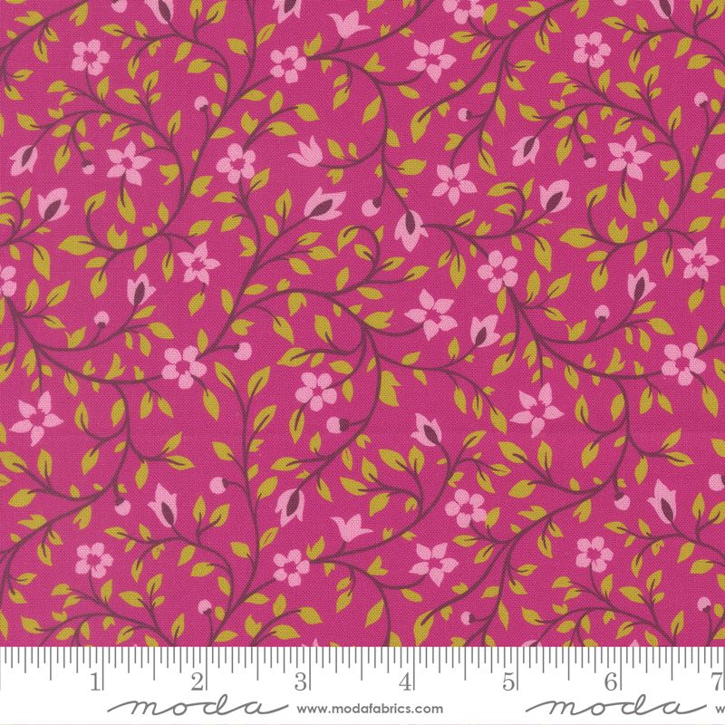 Parlor - blomsterranker på cerise
