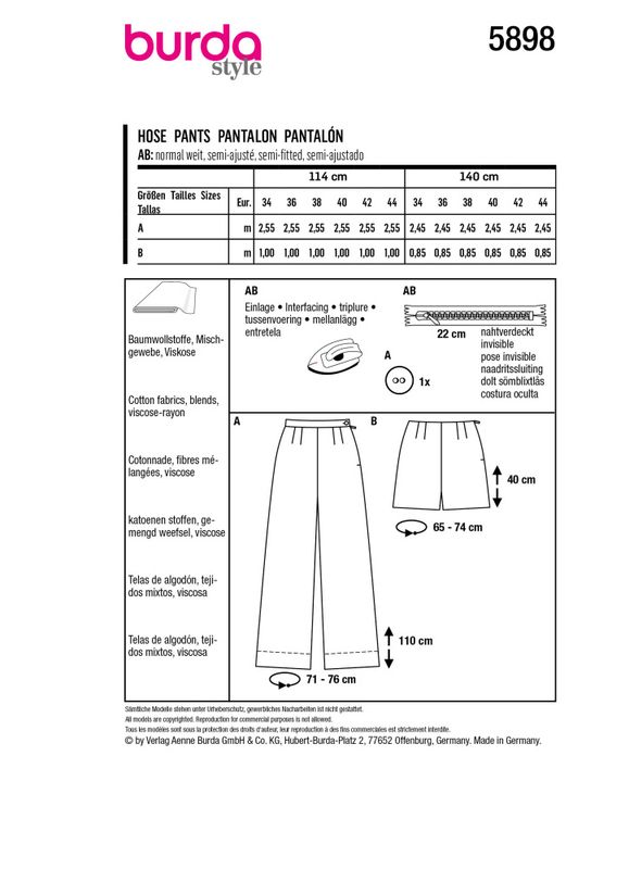 5898 - Burda - Bukse & shorts