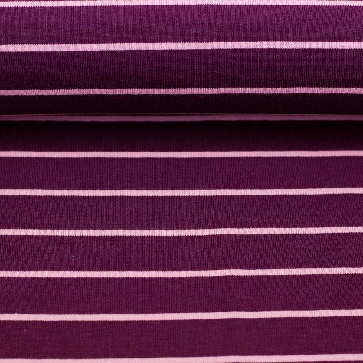 Bomullsjersey - lilla striper