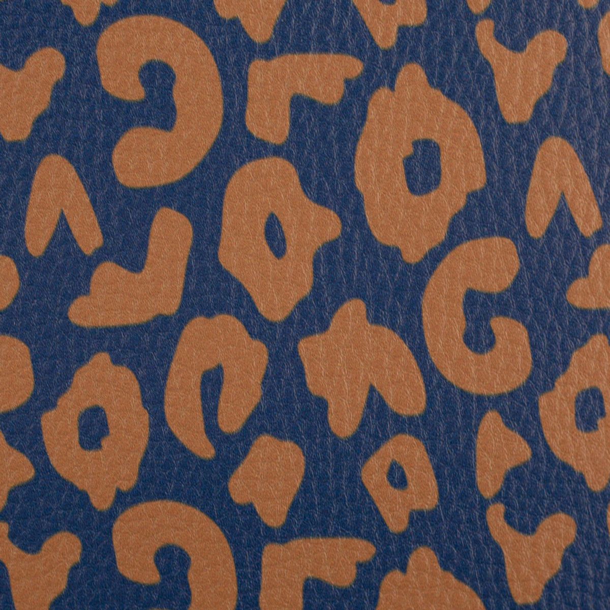 Imitert skinn, vinyl - Leopard, jeansblå/brun