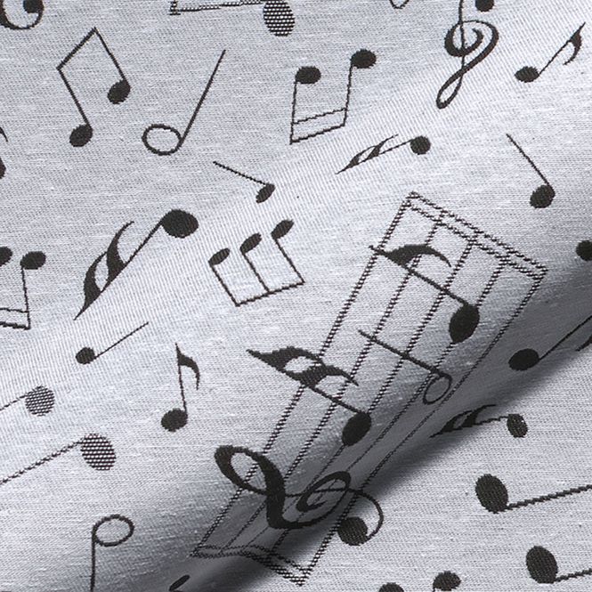 Hovedbilde Jacquard – musikknoter, sort og hvit