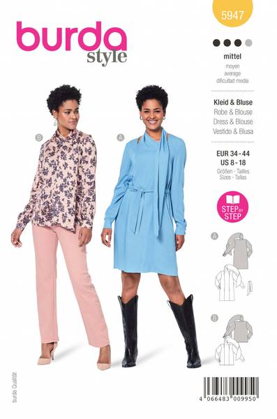 Bilde av 5947 - Burda - Kjole & bluse m/ skjerf