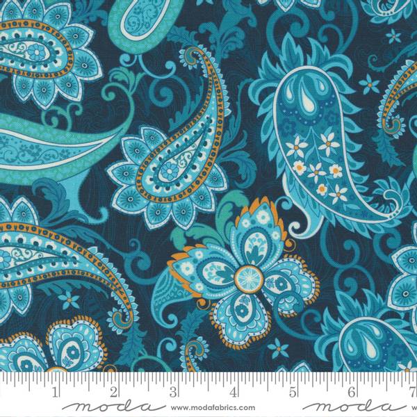 Bilde av Paisley Rose - 8 cm paisley på mørkblå